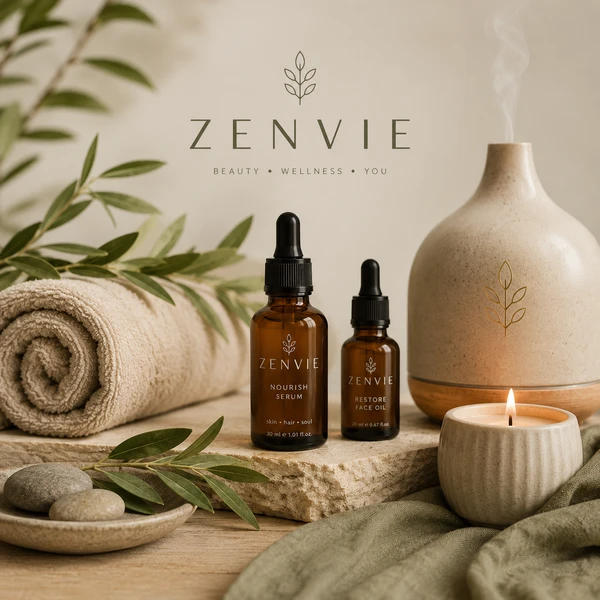 A Zenvie-branded wellness still-life